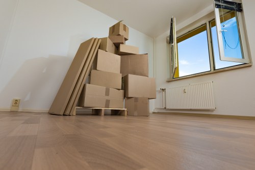 Labels, tape, and protective packing supplies for a move in Roehampton
