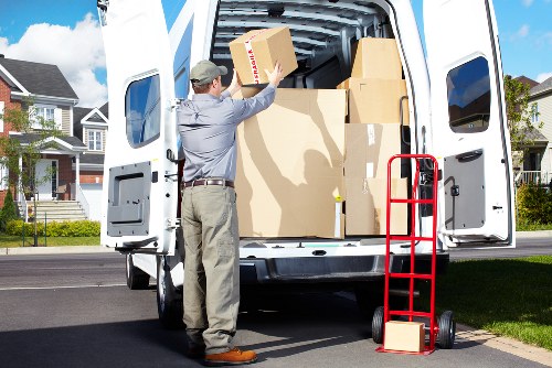 Moving truck navigating local Roehampton streets and access points